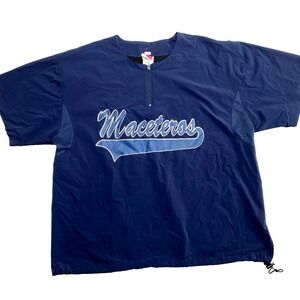 VINTAGE Maceteros Jersey Mens XL Blue Short Sleeve Baseball Windbreaker